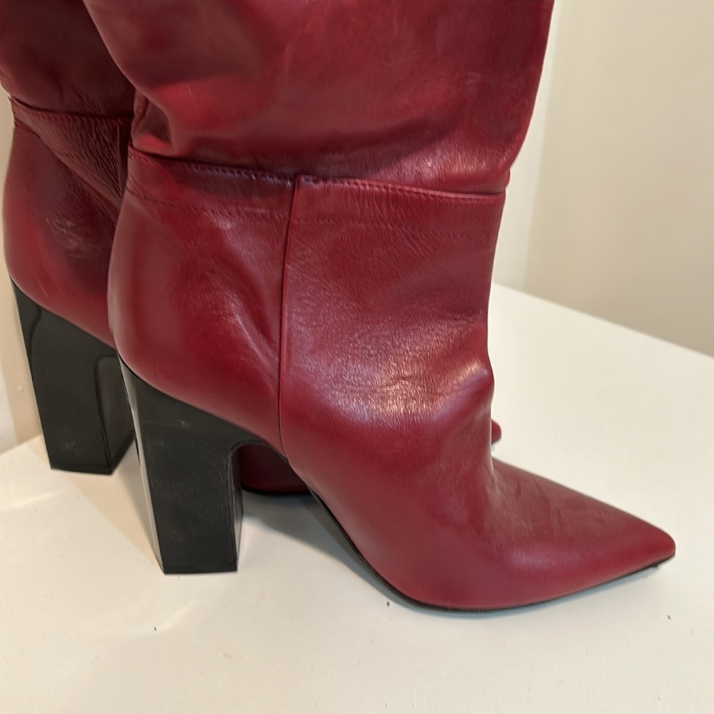 Zara Red Heeled Boots - Picture 4 of 8
